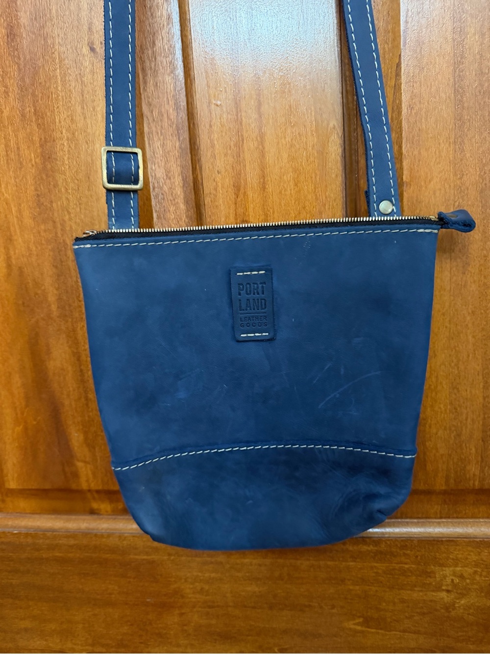 Portland Leather Festival Crossbody Bag Dark Blue